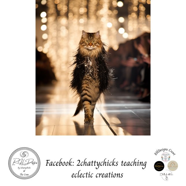 Decoupage Elaborate Cat Walking Down Runway  Tissue Paper (Creator Uploaded)