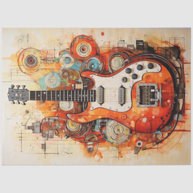 Decoupage Electric Guitar Abstract Gentleman' Cave Tissue Paper (Front)
