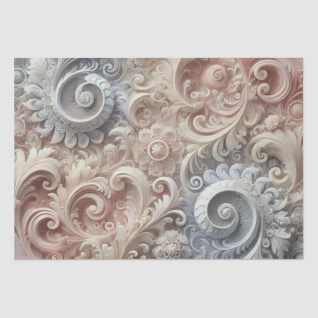 Decoupage Elegant Gradient Pastel Lace Pattern Tissue Paper (Front)