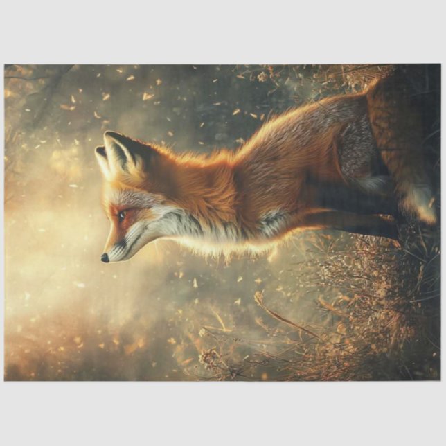 Decoupage Enchanted Forest Red Fox Serene  Tissue Paper (Front)