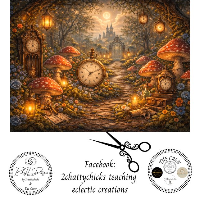 Decoupage Enchanted Mushroom Clock Garden Tissue Paper (Creator Uploaded)