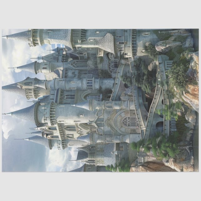 Decoupage Enchanting Castle Themed Rock Island Tissue Paper (Front)