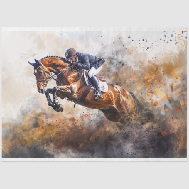 Decoupage Equestrian Digital Art Rider & Horse Tissue Paper (Front)