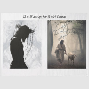 Decoupage Faith Based Jesus 11x14 Canvas Tissue Paper