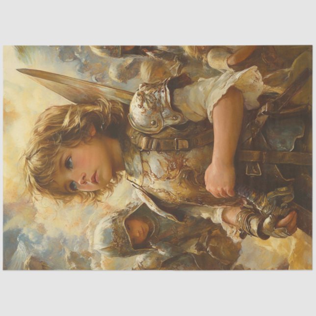 Decoupage Faithful Children Putting  Armour of God Tissue Paper (Front)