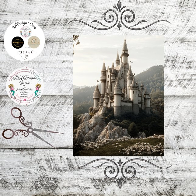 Decoupage Fantasy Castle Ireland Mountains  Tissue Paper (Creator Uploaded)