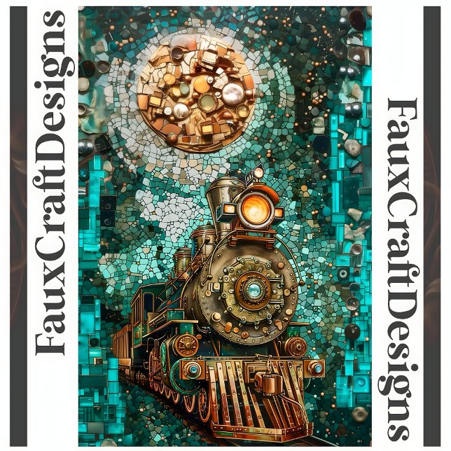 Decoupage Fantasy Steampunk Train Faux Mosaic 066 Tissue Paper (Creator Uploaded)