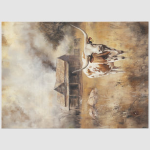 Decoupage Farm Longhorn Field Country Roads Tissue Paper