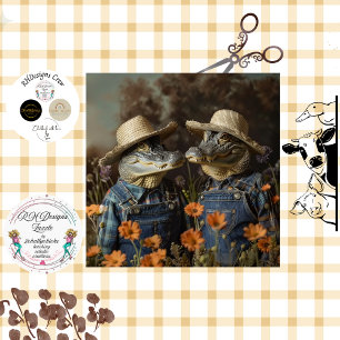Decoupage Farming Alligator Couple  Tissue Paper