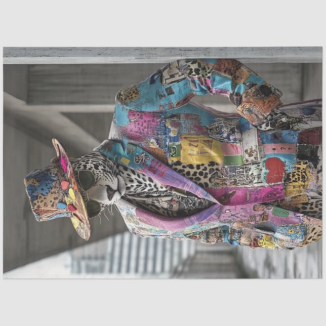 Decoupage Fashionable Leopard Abstract Suit Tissue Paper (Front)