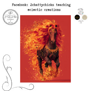 Decoupage Fierce Radiant Chinese Fire Horse  Tissue Paper