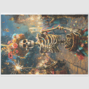 Decoupage Fiesta of the Dead Halloween Skeleton Tissue Paper