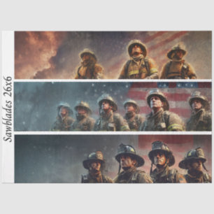 Decoupage Firefighter Tribute Handsaws  Tissue Paper