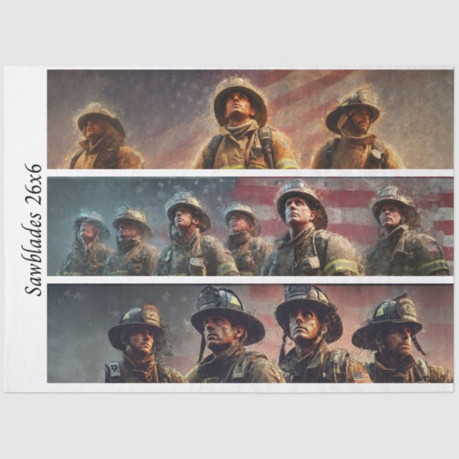 Decoupage Firefighter Tribute Handsaws  Tissue Paper (Front)