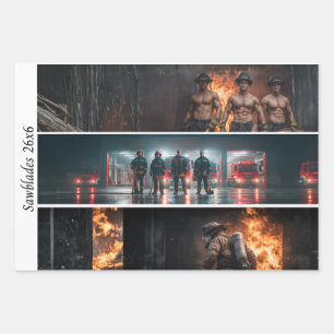 Decoupage Firefighter Tribute Handsaws  Wrapping Paper Sheet