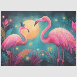 Decoupage Flamingo Heather Fireflies Love Story  Tissue Paper