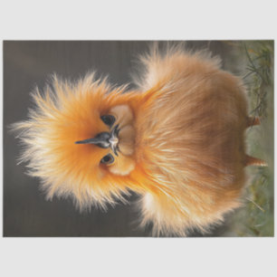 Decoupage Fluffy Bright Orange Bird Tissue Paper