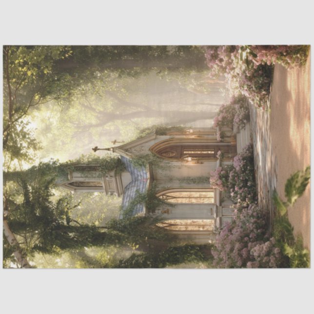 Decoupage Forest Chapel Gothic Fairytale Tissue Paper (Front)