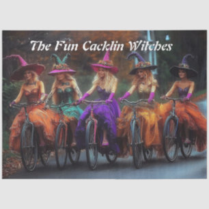 Decoupage Fun Cackling Vibrant Dressed Witches Tissue Paper