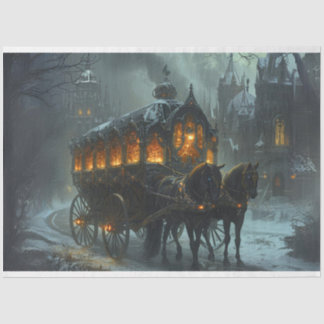 Decoupage Funeral Carriage at Gothic Manor Tissue Paper