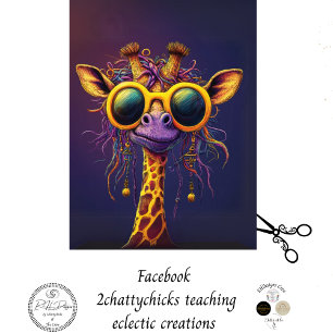 Decoupage Funky Giraffe Yellow Sunglasses A Diva  Tissue Paper