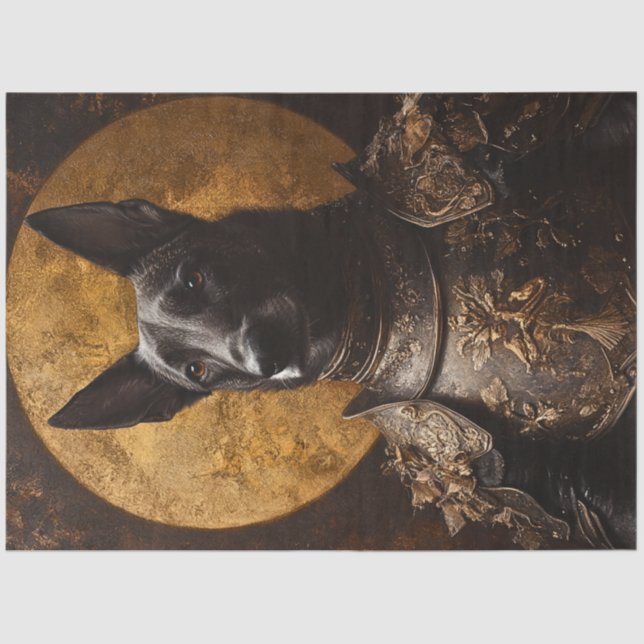 Decoupage German Shepard Mediaeval Armour  Tissue Paper (Front)