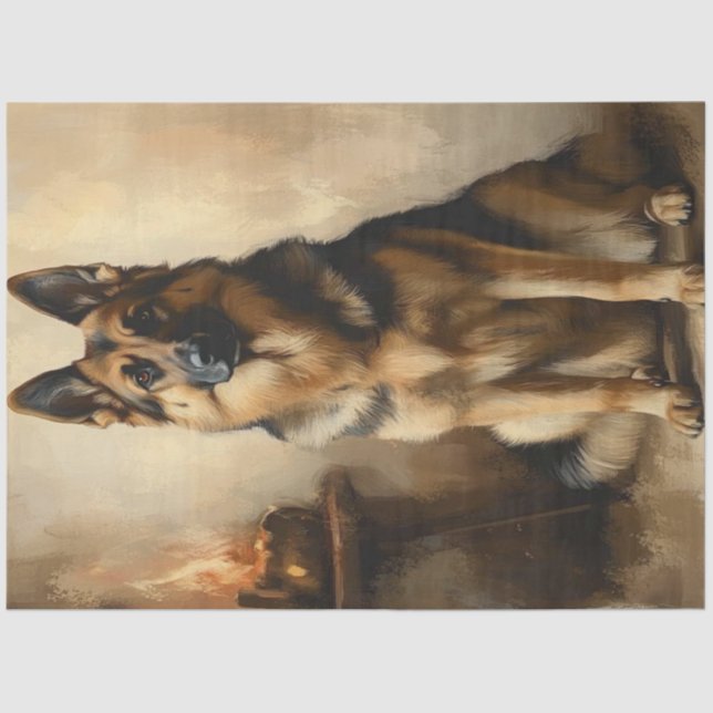 Decoupage German Shepard Posing Portrait  Tissue Paper (Front)