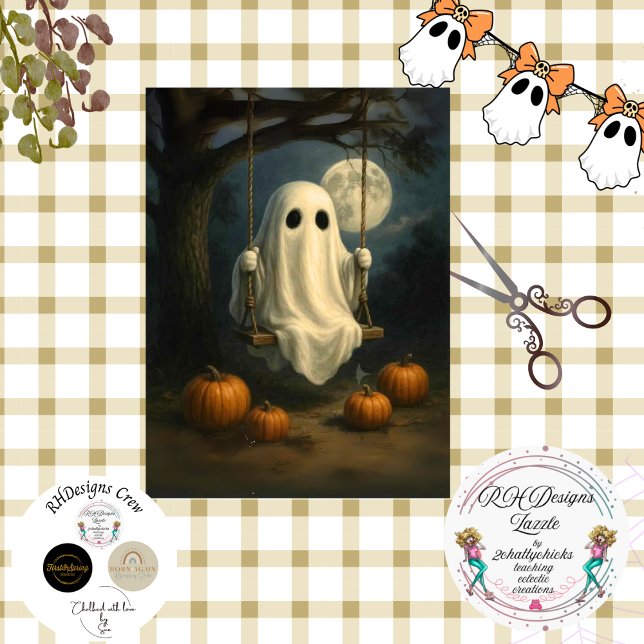 Decoupage Ghostly Magic Swinging In Moon  Tissue Paper (Creator Uploaded)