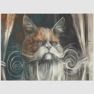 Decoupage Glamour Cat Moustache Abstract Tissue Paper