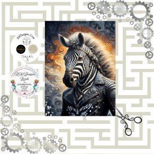 Decoupage Glowing Zebra Guardian Art Tissue Paper
