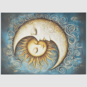 Decoupage Golden Celestial Crescent Moon Tissue Paper