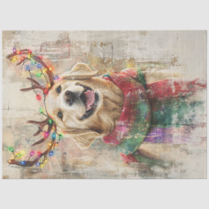 Decoupage Golden Retriever Antlers Coloured Scarf  Tissue Paper