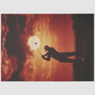 Decoupage Golfer Silhouette Fiery Horizon  Tissue Paper