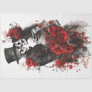 Decoupage Gothic Elegance of Skeleton Wedding  Tissue Paper