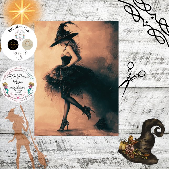 Decoupage Gothic Fantasy Witch Monochrome Effects Tissue Paper (Creator Uploaded)