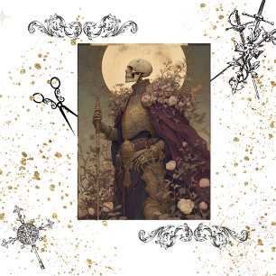 Decoupage Gothic King Skeleton Moon Art  Tissue Paper