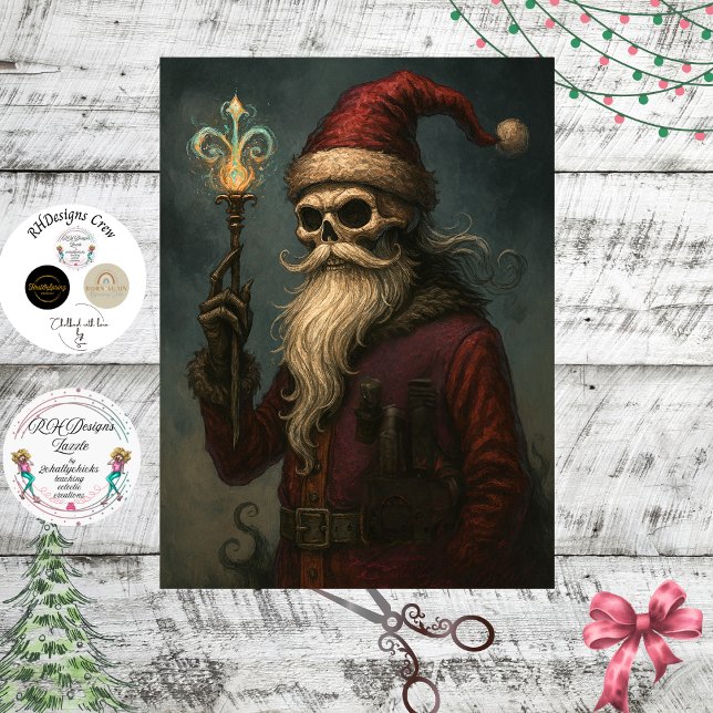 Decoupage Gothic Skeletal Santa  Tissue Paper (Creator Uploaded)