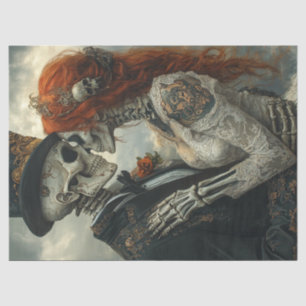 Decoupage Gothic Skeleton Couple Proposal  Tissue Paper