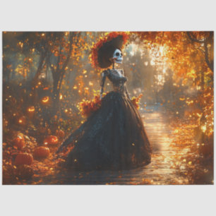 Decoupage Gothic Skeleton Elaborate Black Dress  Tissue Paper