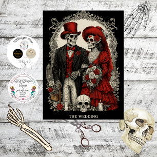 Decoupage Gothic Skeleton Wedding In Red Black Tissue Paper