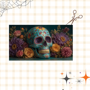 Decoupage Gothic Vibrant Colored Skull & Florals Tissue Paper