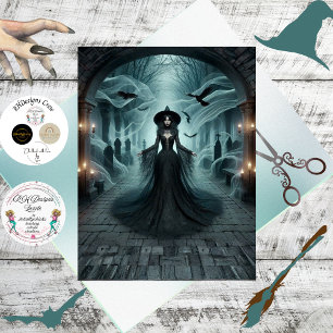 Decoupage Gothic Witch Graveyard Fantasy  Tissue Paper