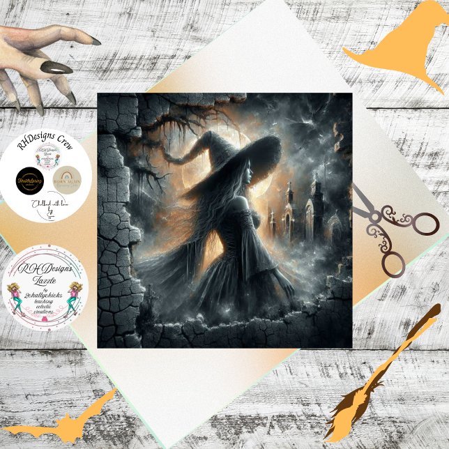 Decoupage Gothic Witch Moonlight Forest Scene Tissue Paper (Creator Uploaded)