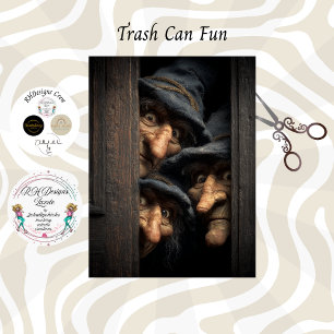 Decoupage Gothic Witches Peeking Art  Tissue Paper