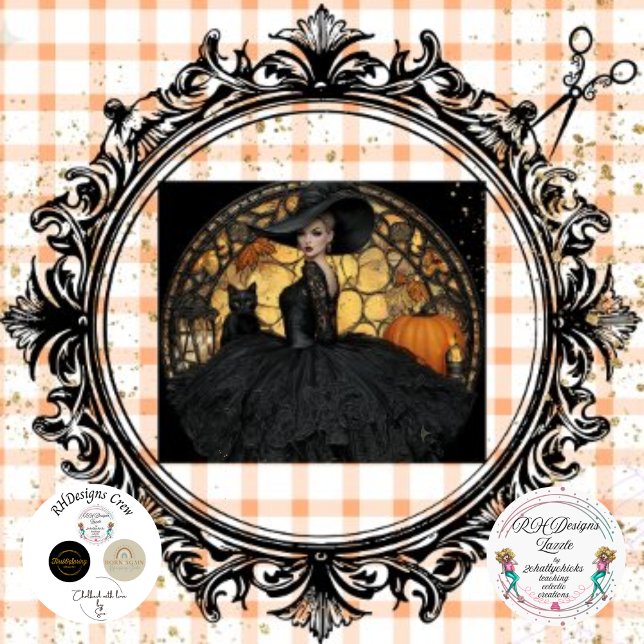 Decoupage Gothic Woman Autumn Print Stained Glass Tissue Paper (Creator Uploaded)