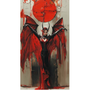 Decoupage Gothic Woman in Red  Tissue Paper