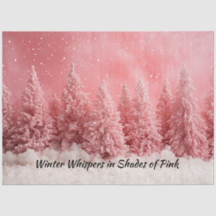 Decoupage Gradient Pink Hues Christmas Trees Snow Tissue Paper