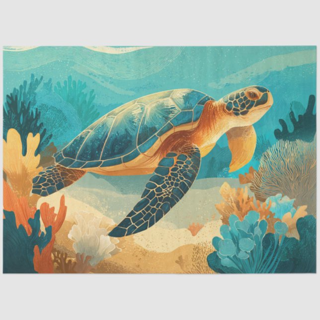 Decoupage Graphic Sea Turtle Tissue Paper (Front)