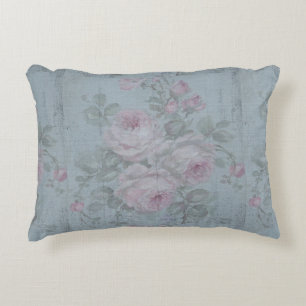 Decoupage,grey teal, floral,shabby chic,country Ru Decorative Cushion