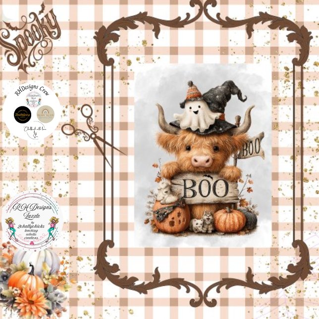 Decoupage Halloween Highland Cow Boo Sign  Tissue Paper (Creator Uploaded)